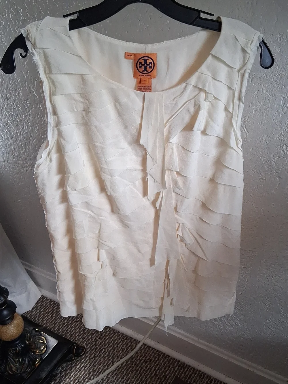Tory Burch Ivory Layered Ruffle Sleeveless Camisole
